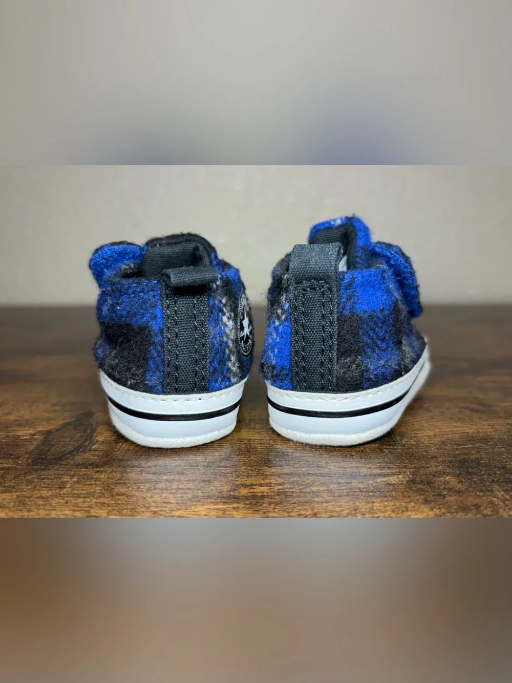 Converse Chuck Taylor All Star Infant Crib Shoes Plaid Blue Size 1 NWOB
